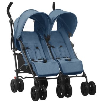 Carrito Para Gemelos De Acero Azul Marino Vidaxl