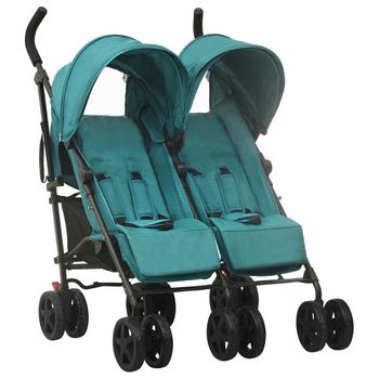 Carrito Para Gemelos De Acero Verde Vidaxl