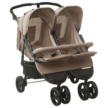 Carrito Para Gemelos De Acero Gris Taupe Vidaxl