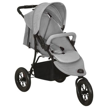 Carrito De Bebés De Acero Gris Claro Vidaxl