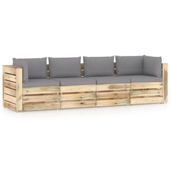 Set De Muebles De Jardín - 4-piezas - Conjunto De Muebles De Exterior -  Sillón - Sofá - Mesa De Centro - Caqui Marrón Y Imitación De Madera  [casa.pro]â® con Ofertas en