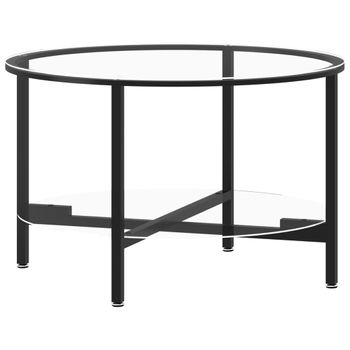 Mesa De Centro Vidrio Templado Negro Y Transparente 70 Cm Vidaxl