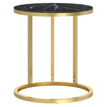 Mesa Auxiliar Vidrio Templado Mármol Negro Y Dorado 45 Cm Vidaxl