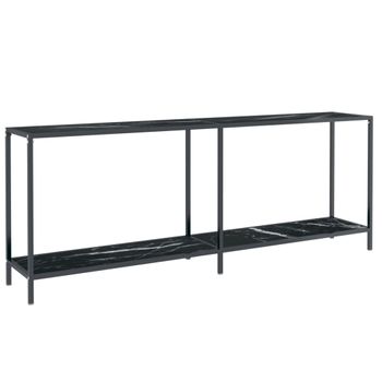 Mesa Consola Vidrio Templado Negro 200x35x75,5 Cm Vidaxl