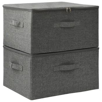 Cajas De Almacenaje 2 Unidades Tela Gris Antracita 43x34x23 Cm Vidaxl