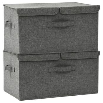 vidaXL Set de cajas de almacenaje apilables 3 uds tela gris