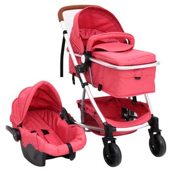 Carrito De Bebés 3 En 1 De Aluminio Rojo Vidaxl