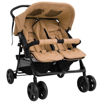 Carrito Para Gemelos De Acero Gris Taupé Vidaxl