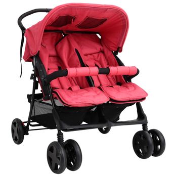 Carrito Para Gemelos De Acero Rojo Vidaxl