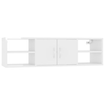 vidaXL Estantes pared madera contrachapada blanco brillo 104x20x58,5cm –  Bechester