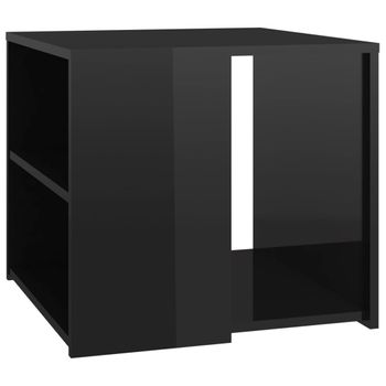 Mesa Auxiliar Madera Contrachapada Negro Brillante 50x50x45 Cm Vidaxl