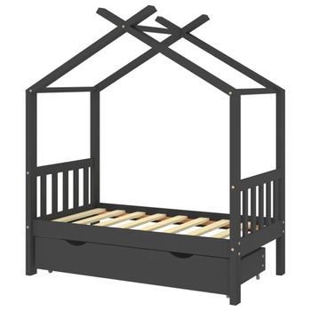 vidaXL VX834479 Estructura cama infantil y cajones madera pino negro 90x190  cm - VX834479 - Epto