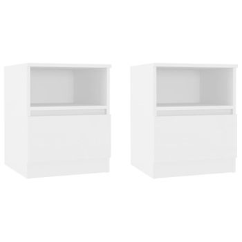 Mesitas De Noche 2 Uds Madera Contrachapada Blanco 40x40x50 Cm Vidaxl