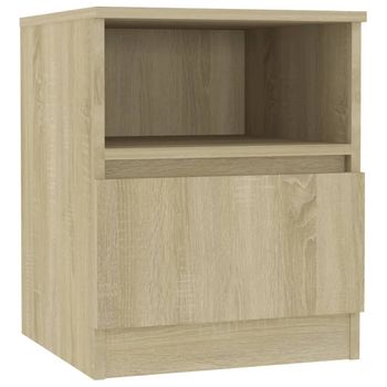 Mesita De Noche Madera Contrachapada Roble Sonoma 40x40x50 Cm Vidaxl