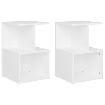 Mesitas De Noche 2 Uds Madera Contrachapada Blanco 35x35x55 Cm Vidaxl