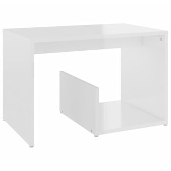 Mesa Auxiliar De Madera Contrachapada Blanco Brillo 59x36x38 Cm Vidaxl