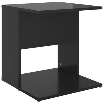 Mesa Auxiliar Madera Contrachapada Negro Brillante 45x45x48 Cm Vidaxl