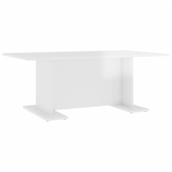 Mesa De Centro Madera Contrachapada Blanco Brillo 103,5x60x40cm Vidaxl