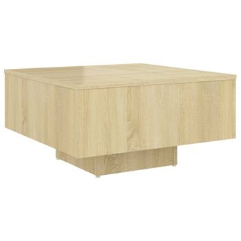 Mesa De Centro Madera Contrachapada Roble Sonoma 60x60x31,5 Cm Vidaxl