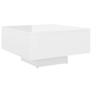 Mesa De Centro De Aglomerado Blanco Brillante 60x60x31,5 Cm Vidaxl