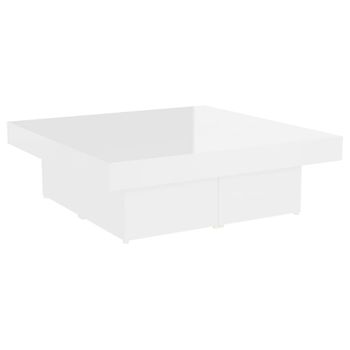 Mesa De Centro Madera Contrachapada Blanco Brillante 90x90x28cm Vidaxl