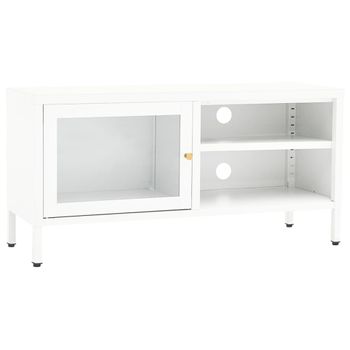 Mueble Para El Televisor Acero Y Vidrio Blanco 90x30x44 Cm Vidaxl