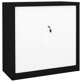 Armario De Puerta Corredera Acero Negro 90x40x90 Cm Vidaxl