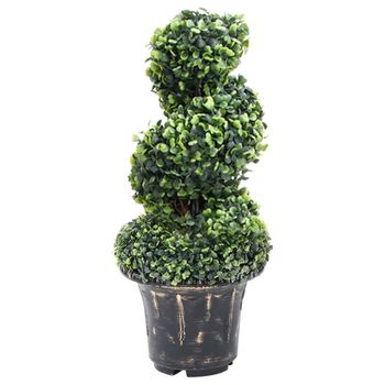 Planta Espiral De Boj Artificial Con Macetero Verde 59 Cm Vidaxl