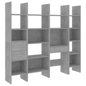 Estantería Librería 4 Piezas Madera De Ingeniería Gris Hormigón Vidaxl