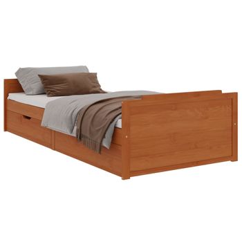 VidaXL Estructura de cama individual con cajones marrón miel 90x190 cm