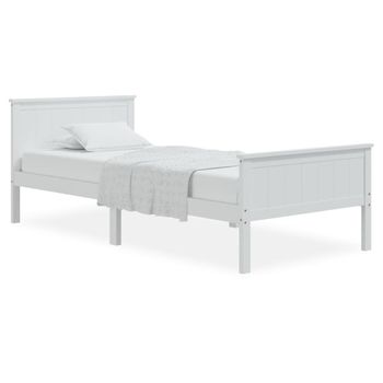 Estructura De Cama Madera Maciza De Pino Blanco 90x200 Cm Vidaxl