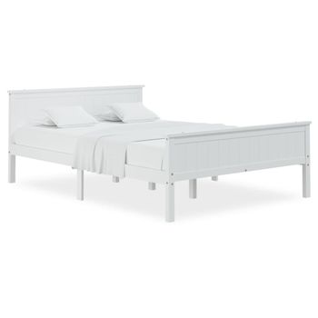 Estructura De Cama De Madera Maciza De Pino Blanco 160x200 Cm Vidaxl