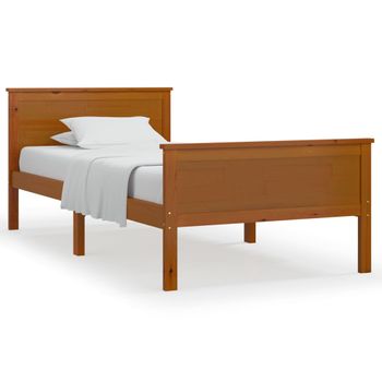 Estructura De Cama Madera Maciza Pino Marrón Miel 90x200 Cm Vidaxl