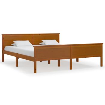 Estructura De Cama Madera Maciza Pino Marrón Miel 180x200 Cm Vidaxl