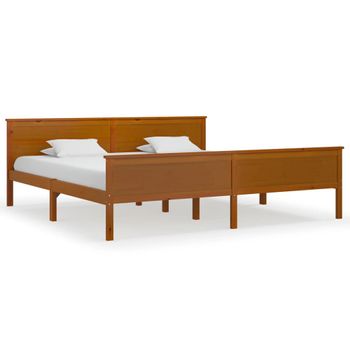 Estructura De Cama Madera Maciza Pino Marrón Miel 200x200 Cm Vidaxl