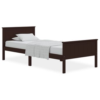 Estructura De Cama Madera Maciza De Pino Marrón Oscuro 90x200cm Vidaxl