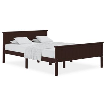 Estructura De Cama Madera Maciza Pino Marrón Oscuro 140x200 Cm Vidaxl