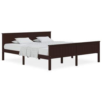 Estructura De Cama Madera Maciza Pino Marrón Oscuro 180x200 Cm Vidaxl