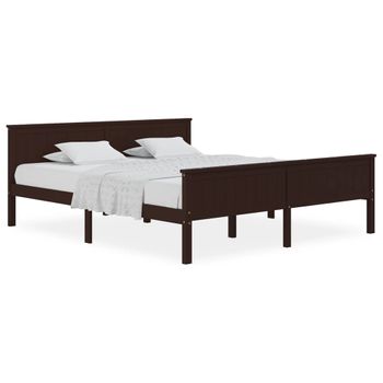 Estructura De Cama Madera Maciza Pino Marrón Oscuro 200x200 Cm Vidaxl