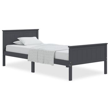 Estructura De Cama Madera Maciza De Pino Gris 100x200 Cm Vidaxl