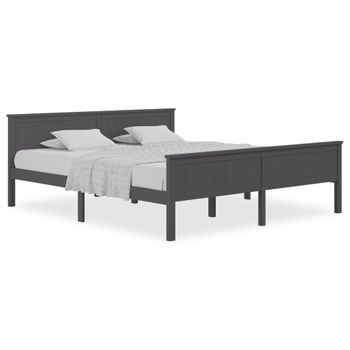 Estructura De Cama Madera Maciza De Pino Gris 200x200 Cm Vidaxl