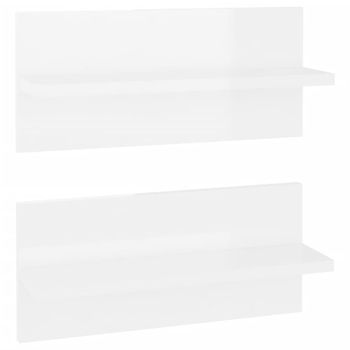 VidaXL Estante de esquina pared 2 uds madera blanco brillo