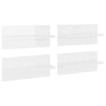 Estante flotante pared 4 uds blanco y roble MDF 80x23,5x3,8 cm - referencia  Mqm-326581