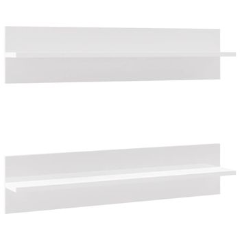 Estante De Pared 2 Uds Contrachapado Blanco Brillo 80x11,5x18cm Vidaxl