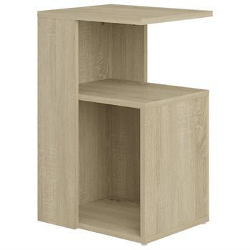 Mesa Auxiliar De Madera Contrachapada Color Roble 36x30x56 Cm Vidaxl