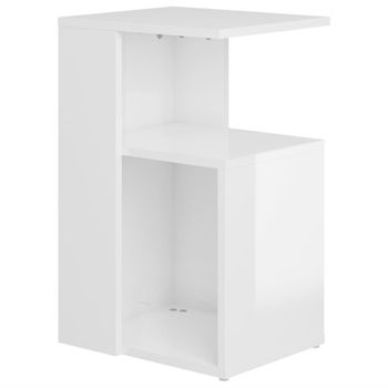 Mesa Auxiliar Madera Contrachapada Blanco Brillante 36x30x56 Cm Vidaxl