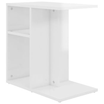 Mesa Auxiliar Madera Contrachapada Blanco Brillante 50x30x50 Cm Vidaxl