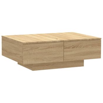 Mesa De Centro Madera Contrachapada Color Roble 90x60x31 Cm Vidaxl