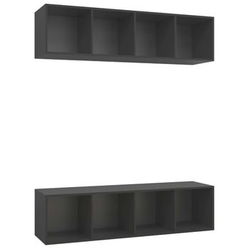 Muebles De Salón De Pared 2 Uds Madera Ingeniería Gris Vidaxl