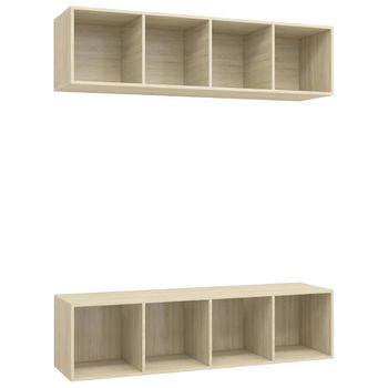 Muebles De Salón De Pared 2 Uds Madera Ingeniería Roble Sonoma Vidaxl